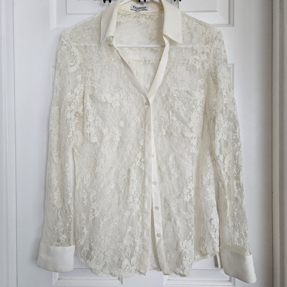 Lace Button-Up Blouse